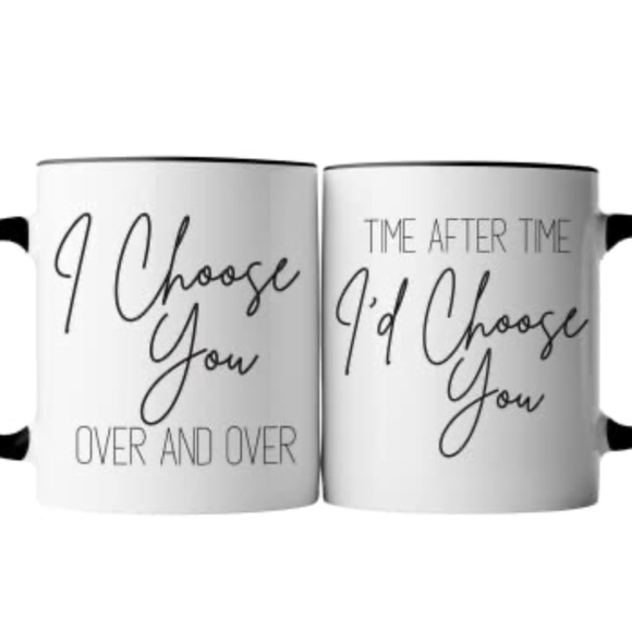 I Choose You Mr and Mrs Coffee Mugs Set - Anniversary Mug Gift for Husband, Wife - Picture 3 of 4